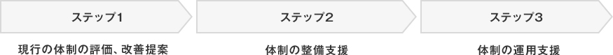 ［ステップ1］現行の体制の評価、改善提案［ステップ2］体制の整備支援［ステップ3］体制の運用支援